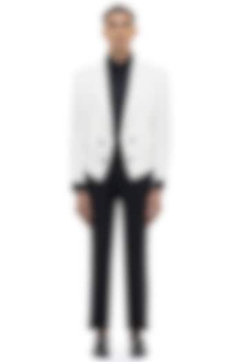 White Worsted Wool Tuxedo Set by SDS by KUSHAL SHAH at Pernia's Pop Up Shop