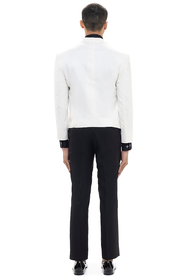 White Worsted Wool Tuxedo Set by SDS by KUSHAL SHAH at Pernia's Pop Up Shop