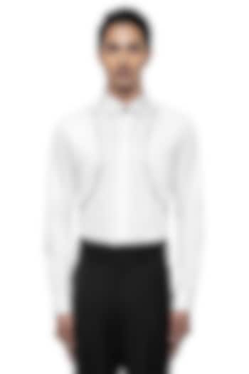 White Giza Cotton Party Wear Shirt by SDS by KUSHAL SHAH at Pernia's Pop Up Shop