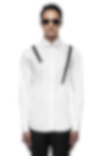 White Giza Cotton Party Wear Shirt by SDS by KUSHAL SHAH at Pernia's Pop Up Shop