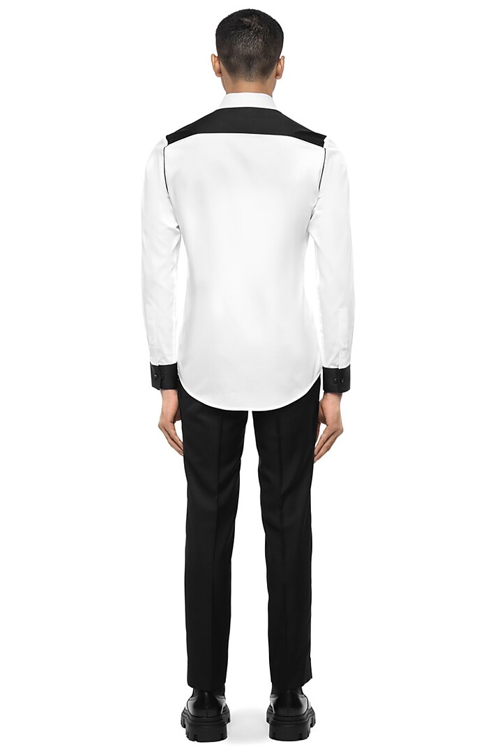 White Giza Cotton Party Wear Shirt by SDS by KUSHAL SHAH at Pernia's Pop Up Shop