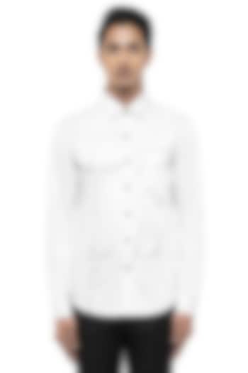 White Giza Cotton Party Wear Shirt by SDS by KUSHAL SHAH at Pernia's Pop Up Shop