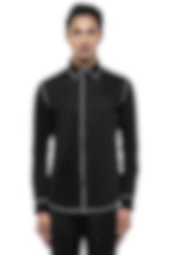 Black Giza Cotton Party Wear Shirt by SDS by KUSHAL SHAH at Pernia's Pop Up Shop