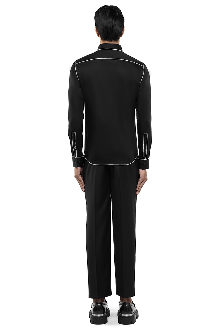 Black Giza Cotton Party Wear Shirt by SDS by KUSHAL SHAH at Pernia's Pop Up Shop