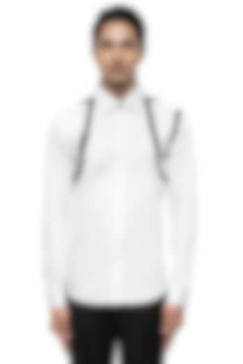 White Giza Cotton Party Wear Shirt by SDS by KUSHAL SHAH at Pernia's Pop Up Shop