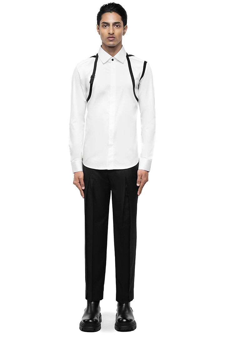 White Giza Cotton Party Wear Shirt by SDS by KUSHAL SHAH at Pernia's Pop Up Shop