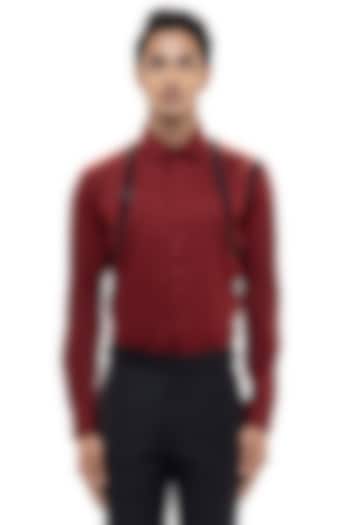 Maroon Giza Cotton Party Wear Shirt by SDS by KUSHAL SHAH at Pernia's Pop Up Shop