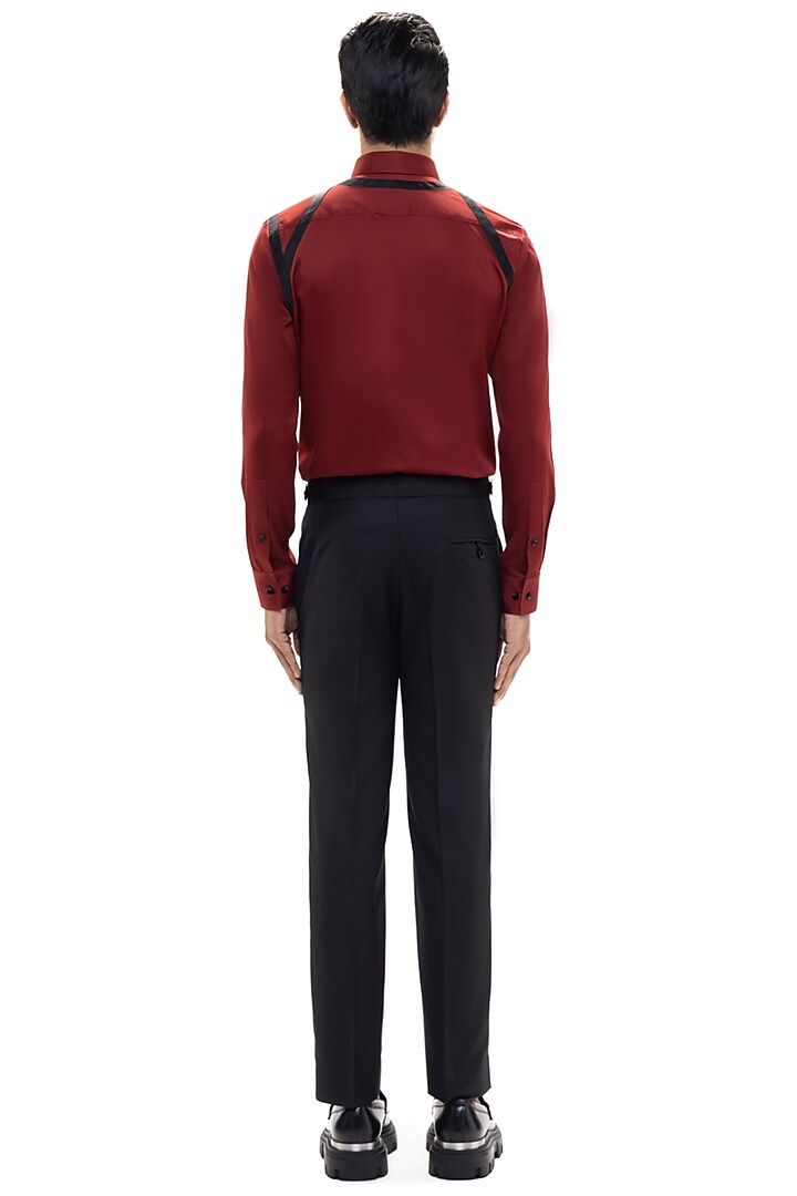 Maroon Giza Cotton Party Wear Shirt by SDS by KUSHAL SHAH at Pernia's Pop Up Shop