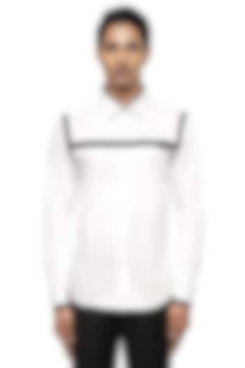 White Giza Cotton Party Wear Shirt by SDS by KUSHAL SHAH at Pernia's Pop Up Shop