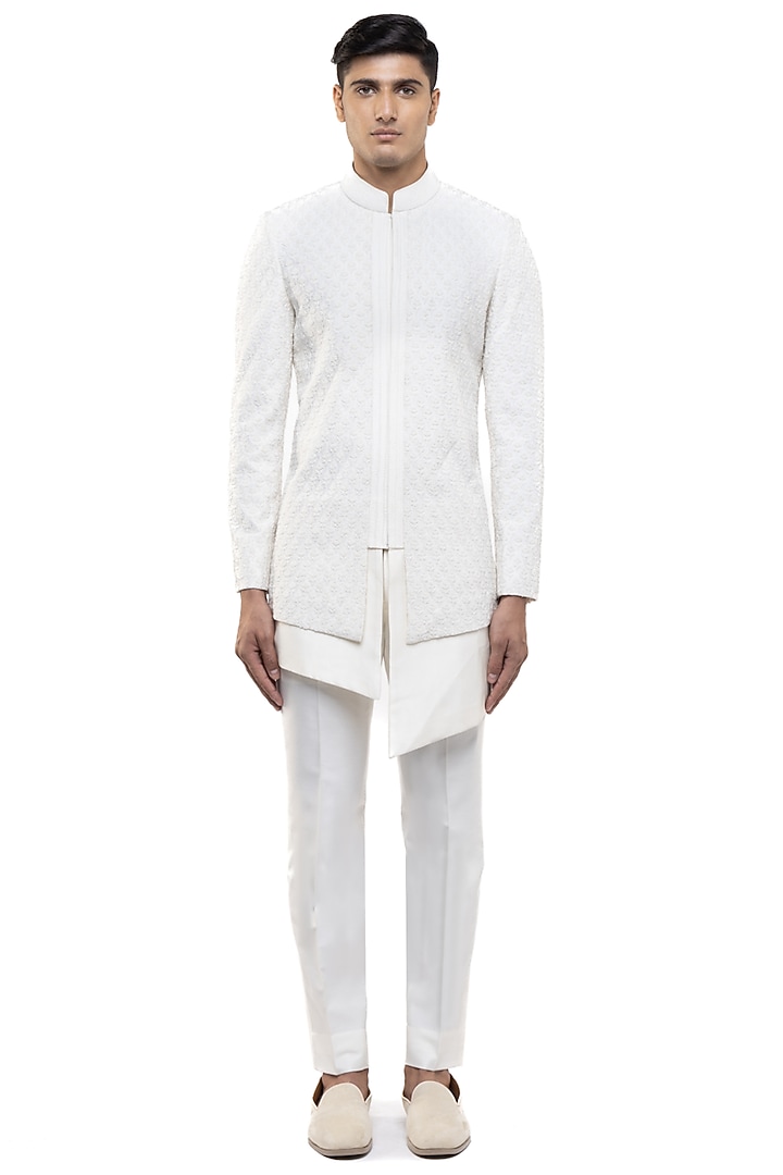 Ivory Silk Dori Work Groom Sherwani Set by SDS by KUSHAL SHAH at Pernia's Pop Up Shop