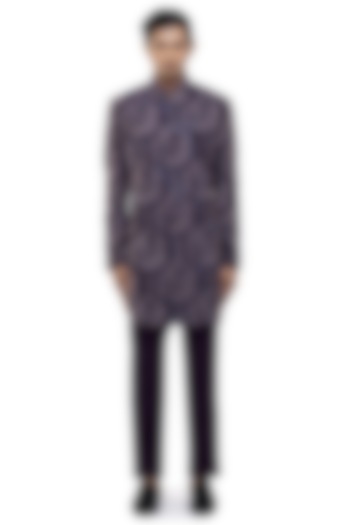 Purple Silk Thread Embroidered Groom Sherwani Set by SDS by KUSHAL SHAH at Pernia's Pop Up Shop