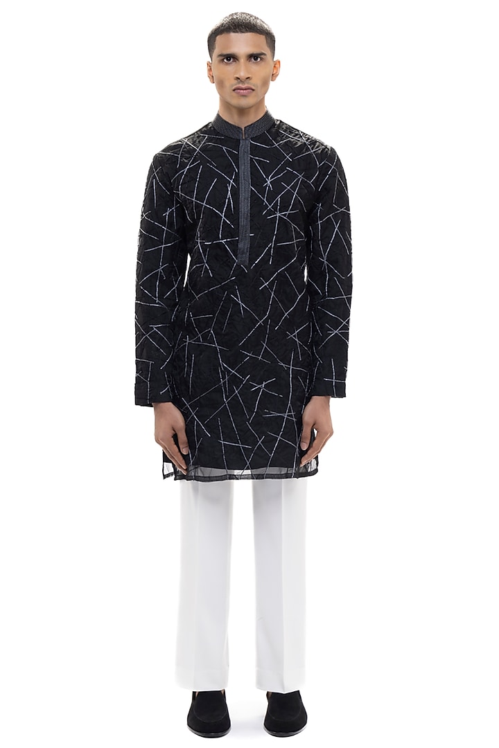 Black Organza Kurta Set by SDS by KUSHAL SHAH at Pernia's Pop Up Shop