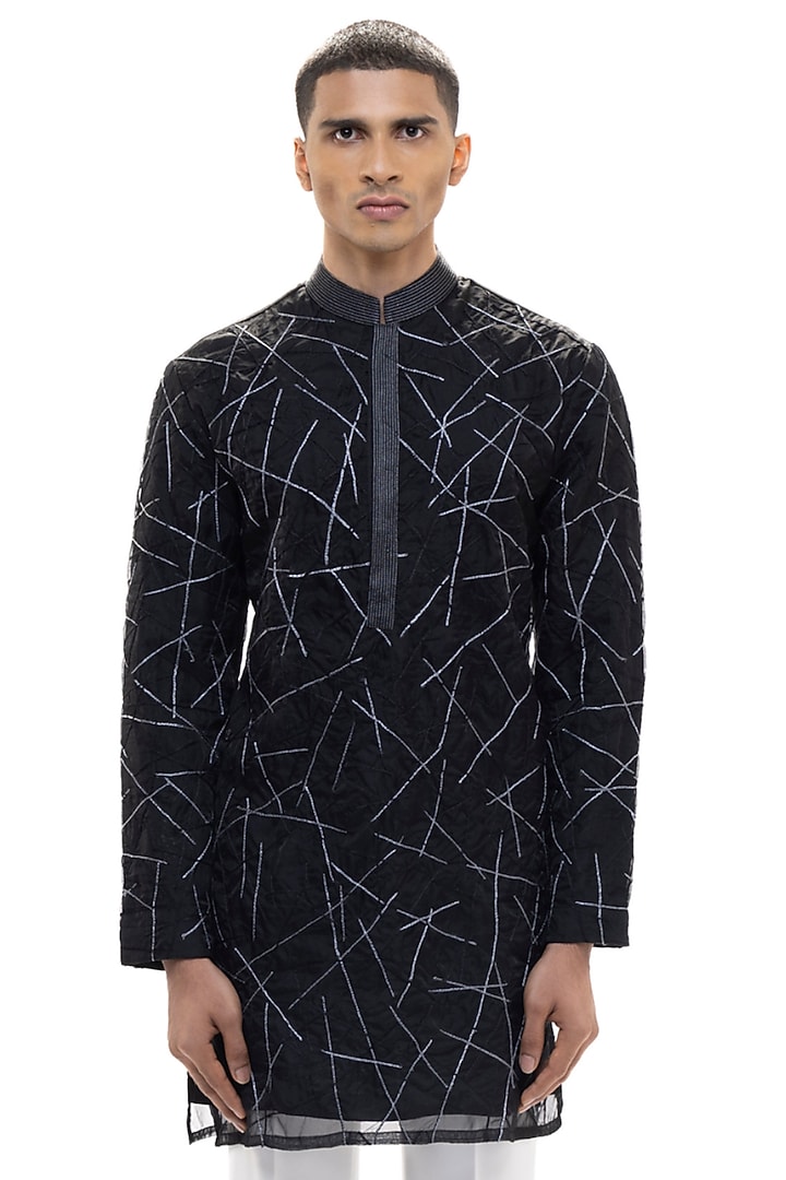 Black Organza Kurta Set by SDS by KUSHAL SHAH at Pernia's Pop Up Shop