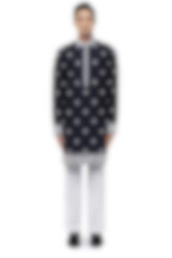 Black & White Silk Dori Embroidered Kurta Set by SDS by KUSHAL SHAH at Pernia's Pop Up Shop