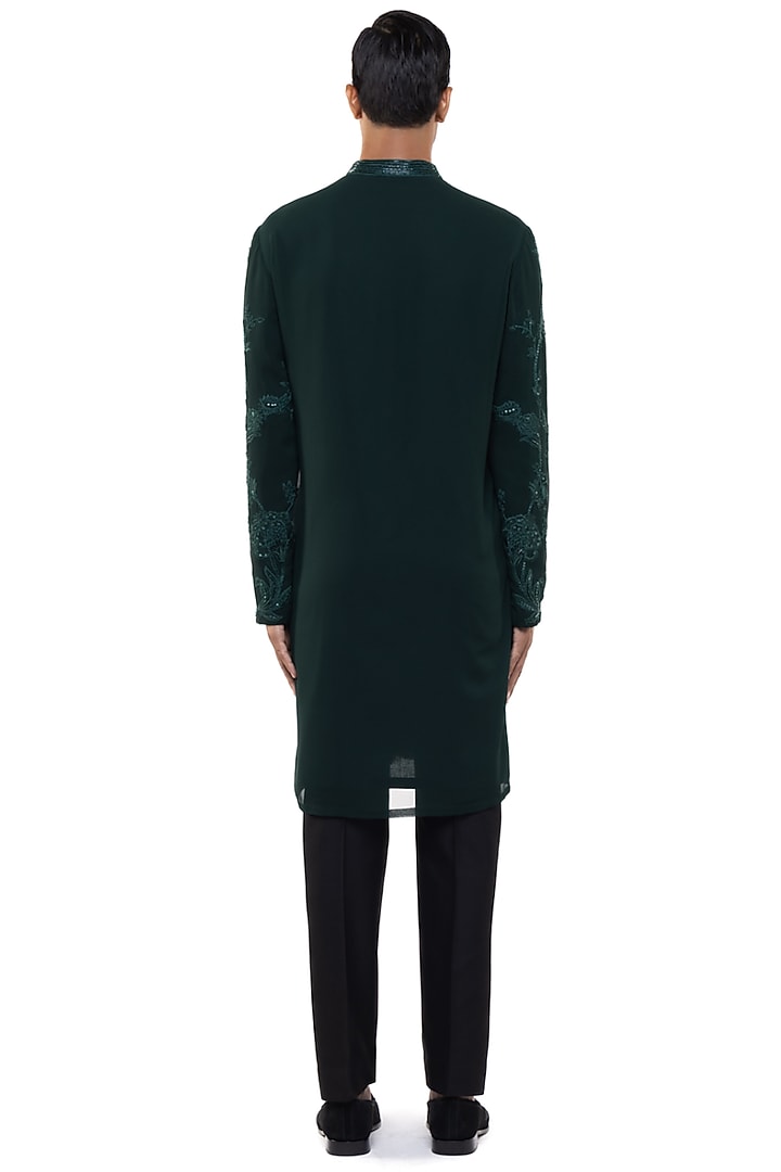 Green Georgette Floral Embroidered Kurta Set by SDS by KUSHAL SHAH at Pernia's Pop Up Shop