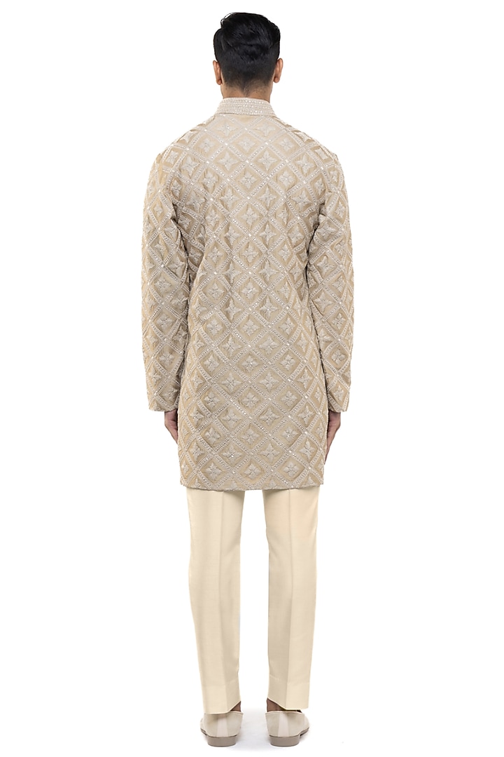 Beige Silk Dori Embroidered Kurta Set by SDS by KUSHAL SHAH at Pernia's Pop Up Shop