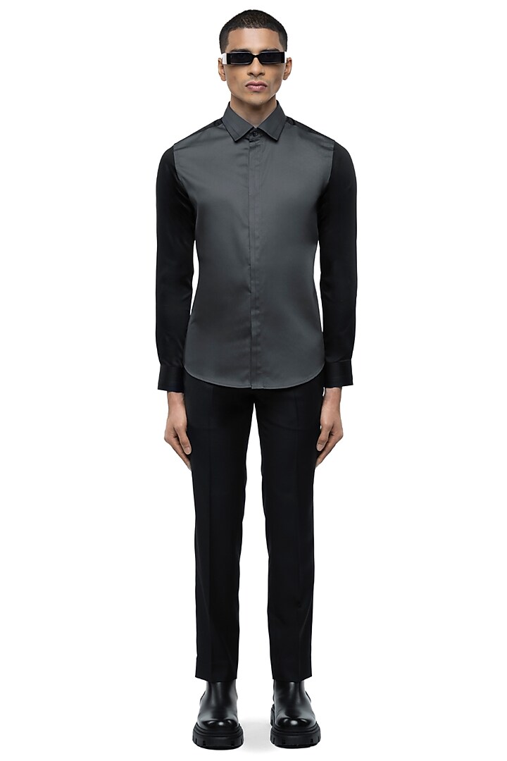 Grey Giza Cotton Party Wear Shirt by SDS by KUSHAL SHAH at Pernia's Pop Up Shop