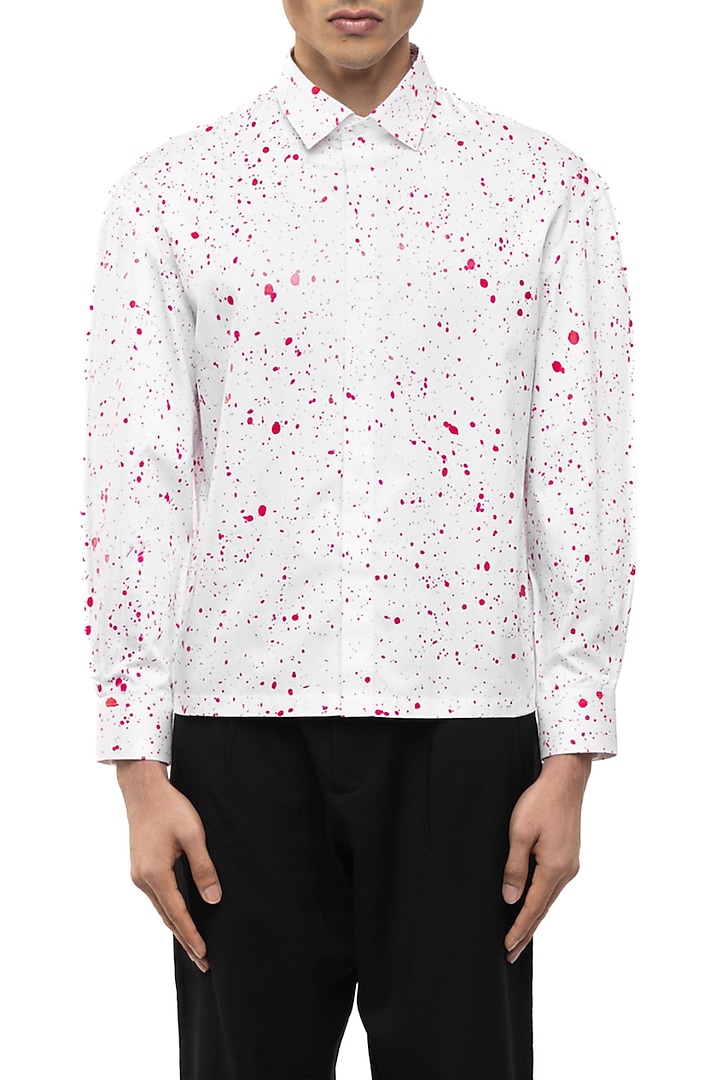 White Giza Cotton Party Wear Shirt by SDS by KUSHAL SHAH at Pernia's Pop Up Shop