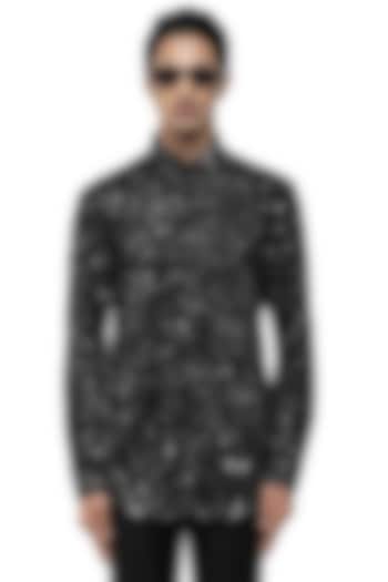 Black Giza Cotton Party Wear Shirt by SDS by KUSHAL SHAH at Pernia's Pop Up Shop