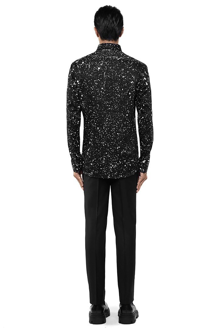 Black Giza Cotton Party Wear Shirt by SDS by KUSHAL SHAH at Pernia's Pop Up Shop