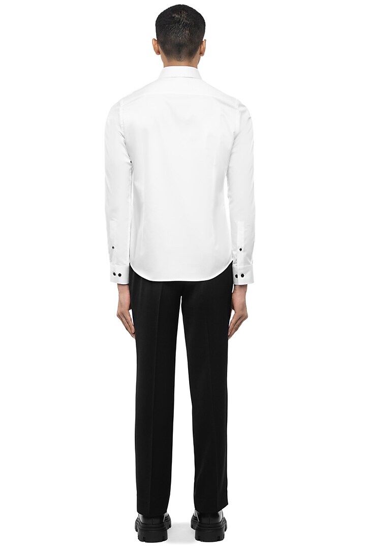 White Giza Cotton Party Wear Shirt by SDS by KUSHAL SHAH at Pernia's Pop Up Shop