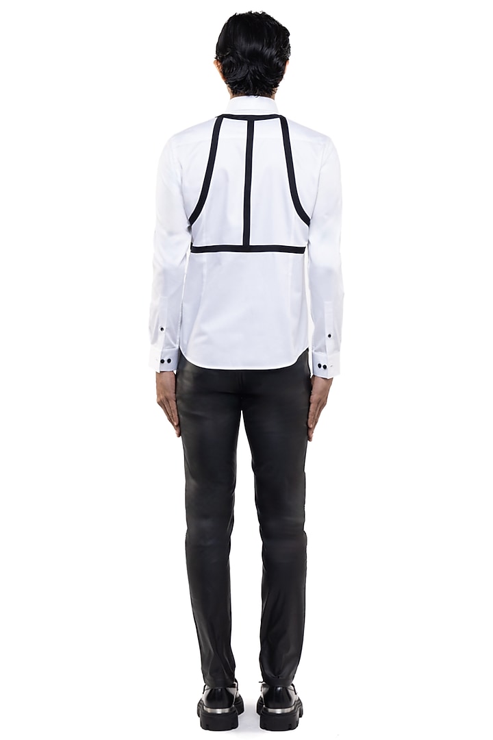 White Giza Cotton Party Wear Shirt by SDS by KUSHAL SHAH at Pernia's Pop Up Shop