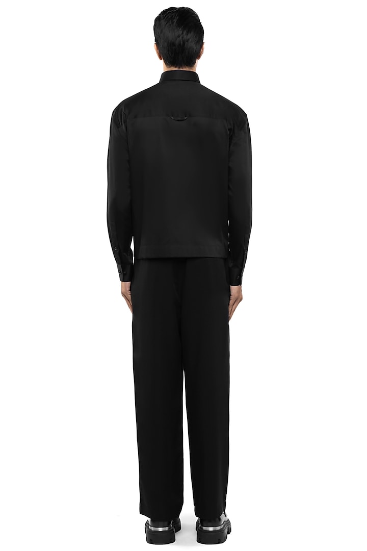 Black Cotton Elastane Party Wear Shirt by SDS by KUSHAL SHAH at Pernia's Pop Up Shop