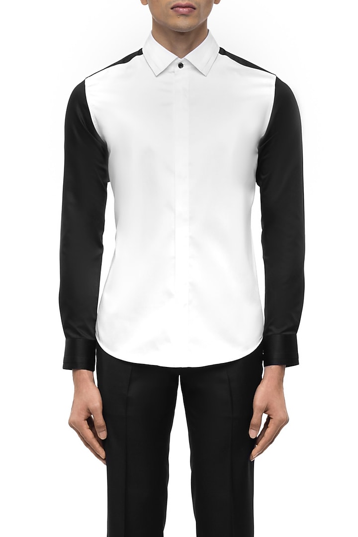 White Giza Cotton Party Wear Shirt by SDS by KUSHAL SHAH at Pernia's Pop Up Shop