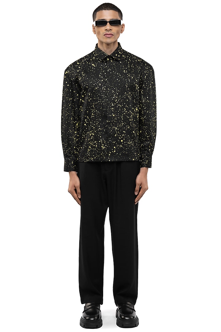 Black Giza Cotton Party Wear Shirt by SDS by KUSHAL SHAH at Pernia's Pop Up Shop