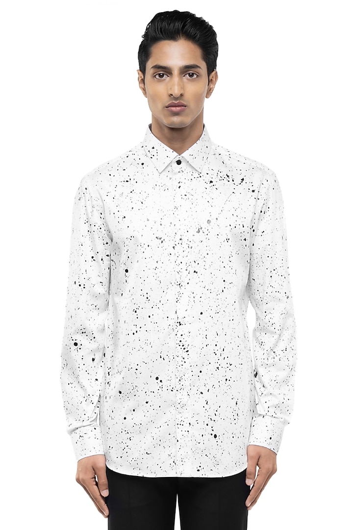 White Giza Cotton Party Wear Shirt by SDS by KUSHAL SHAH at Pernia's Pop Up Shop
