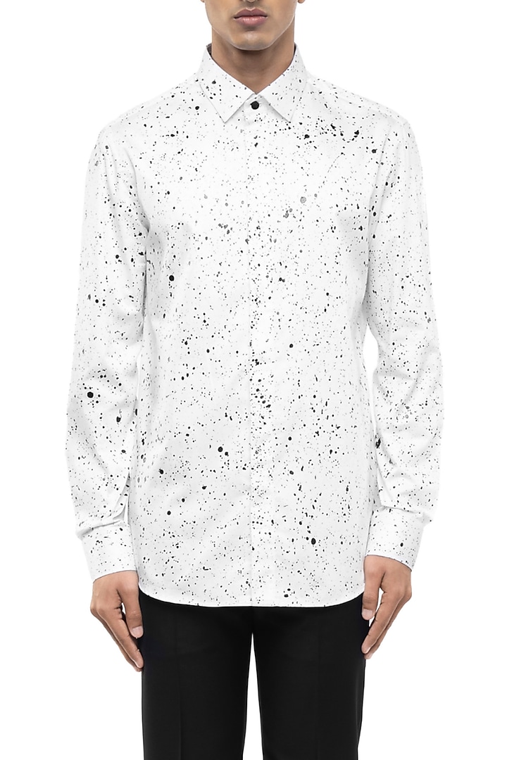 White Giza Cotton Party Wear Shirt by SDS by KUSHAL SHAH at Pernia's Pop Up Shop