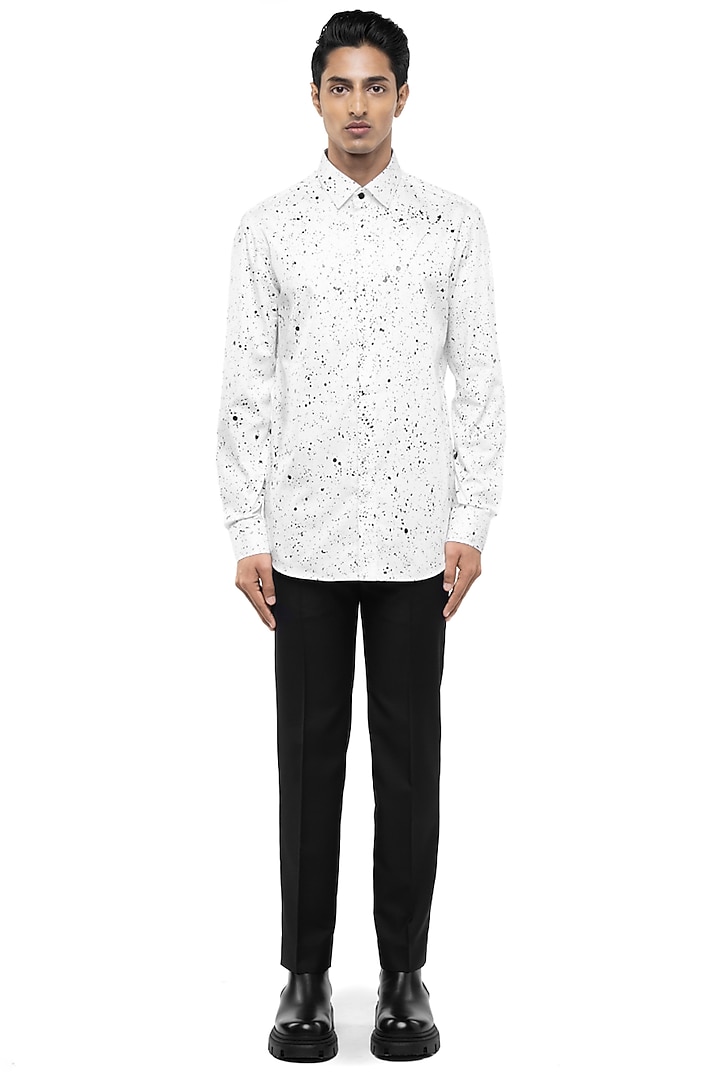 White Giza Cotton Party Wear Shirt by SDS by KUSHAL SHAH at Pernia's Pop Up Shop