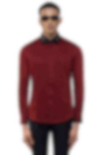 Maroon Giza Cotton Party Wear Shirt by SDS by KUSHAL SHAH at Pernia's Pop Up Shop