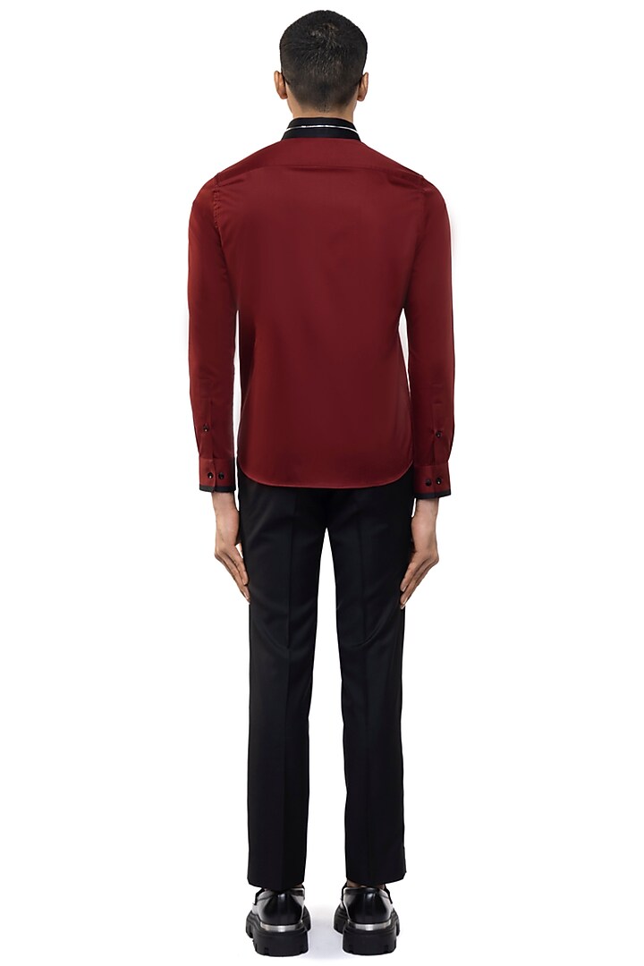 Maroon Giza Cotton Party Wear Shirt by SDS by KUSHAL SHAH at Pernia's Pop Up Shop