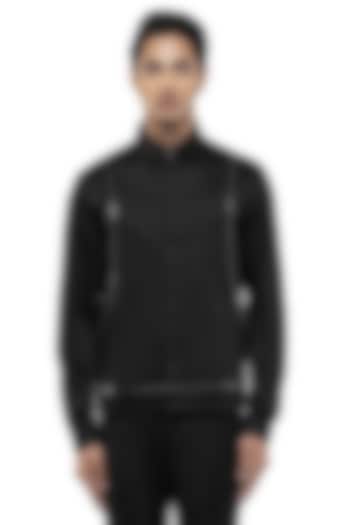 Black Giza Cotton Party Wear Shirt by SDS by KUSHAL SHAH at Pernia's Pop Up Shop