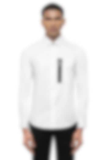 White Giza Cotton Party Wear Shirt by SDS by KUSHAL SHAH at Pernia's Pop Up Shop