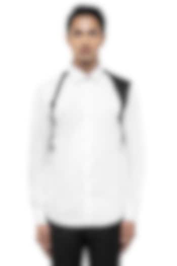 White Giza Cotton Party Wear Shirt by SDS by KUSHAL SHAH at Pernia's Pop Up Shop