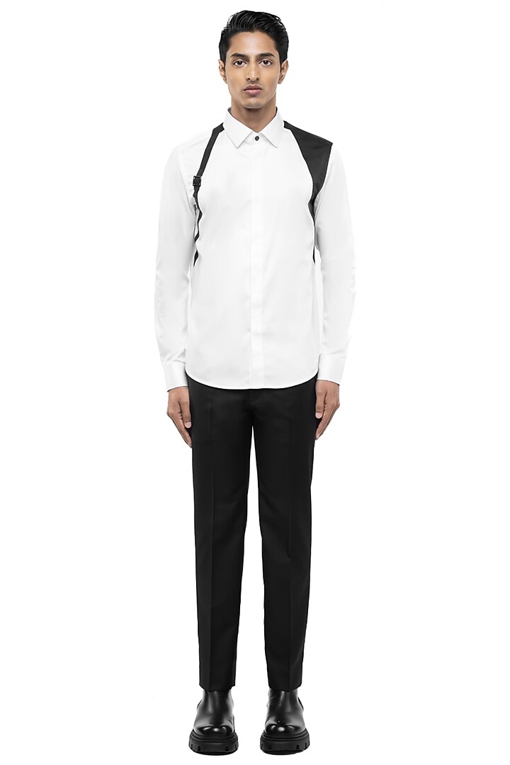 White Giza Cotton Party Wear Shirt by SDS by KUSHAL SHAH at Pernia's Pop Up Shop