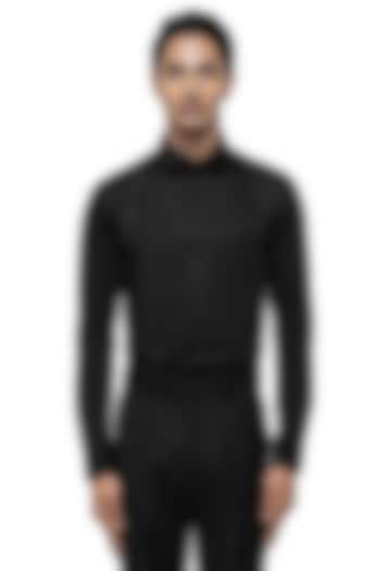 Black Giza Cotton Party Wear Shirt by SDS by KUSHAL SHAH at Pernia's Pop Up Shop