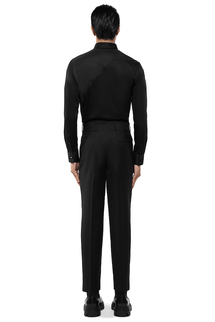 Black Giza Cotton Party Wear Shirt by SDS by KUSHAL SHAH at Pernia's Pop Up Shop