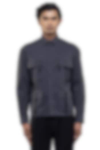 Grey Cotton Elastane Party Wear Shirt by SDS by KUSHAL SHAH at Pernia's Pop Up Shop