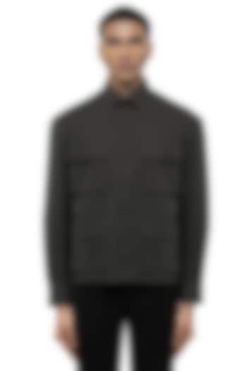 Grey Cotton Elastane Party Wear Shirt by SDS by KUSHAL SHAH at Pernia's Pop Up Shop