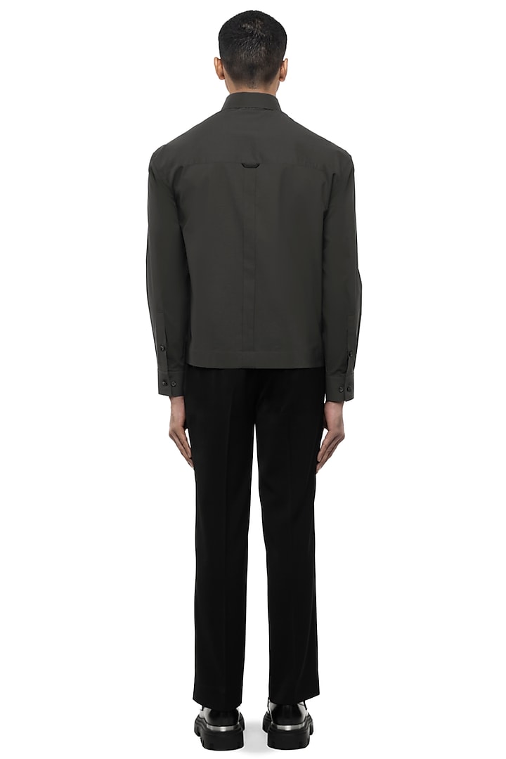 Grey Cotton Elastane Party Wear Shirt by SDS by KUSHAL SHAH at Pernia's Pop Up Shop