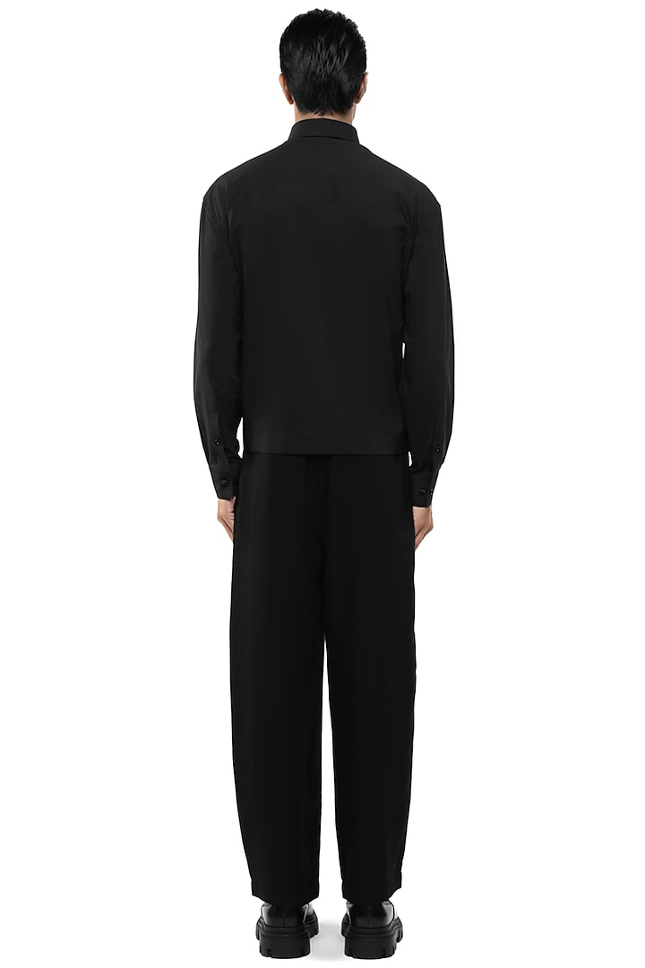 Black Cotton Elastane Party Wear Shirt by SDS by KUSHAL SHAH at Pernia's Pop Up Shop