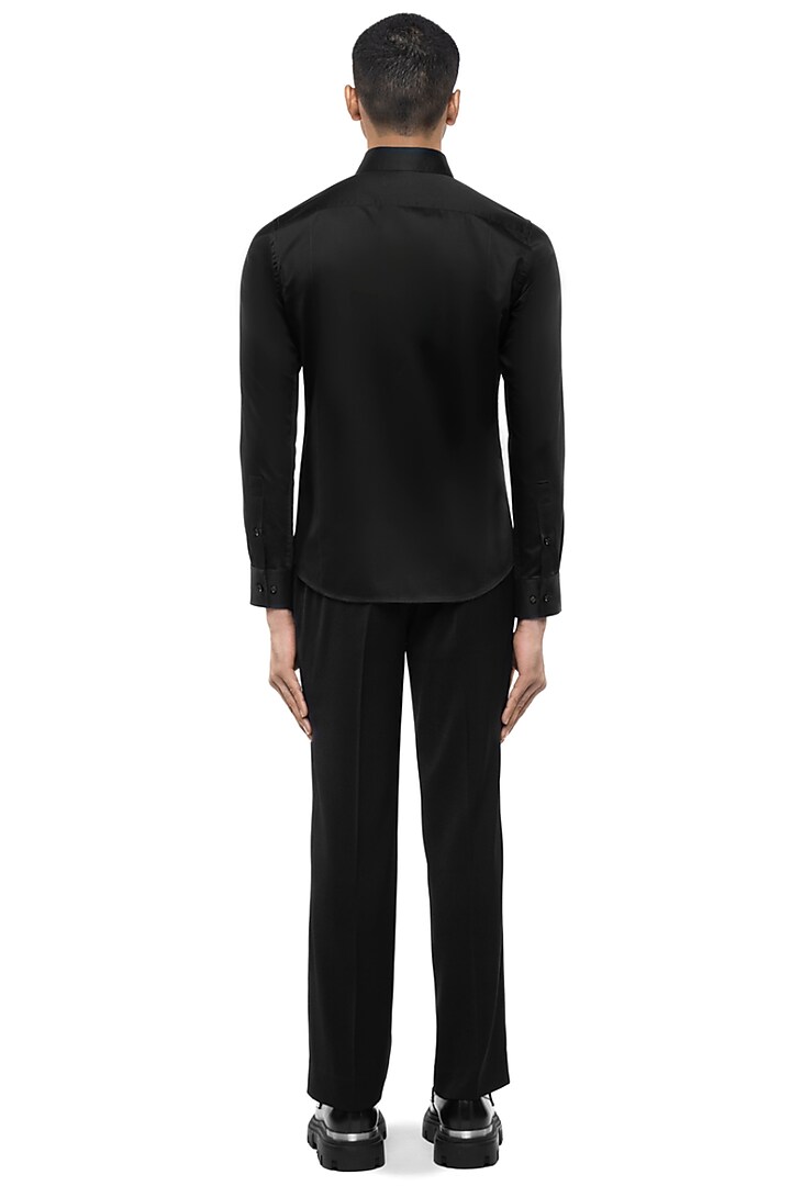 Black Giza Cotton Party Wear Shirt by SDS by KUSHAL SHAH at Pernia's Pop Up Shop