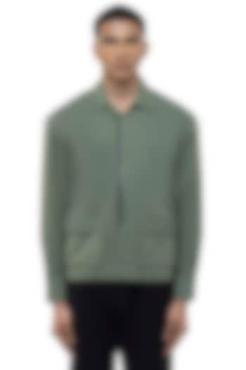 Sage Green Cotton Party Wear Shirt by SDS by KUSHAL SHAH at Pernia's Pop Up Shop