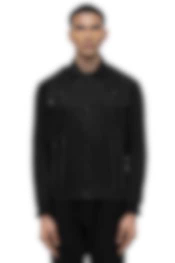 Black Giza Cotton Wedding Shirt by SDS by KUSHAL SHAH at Pernia's Pop Up Shop