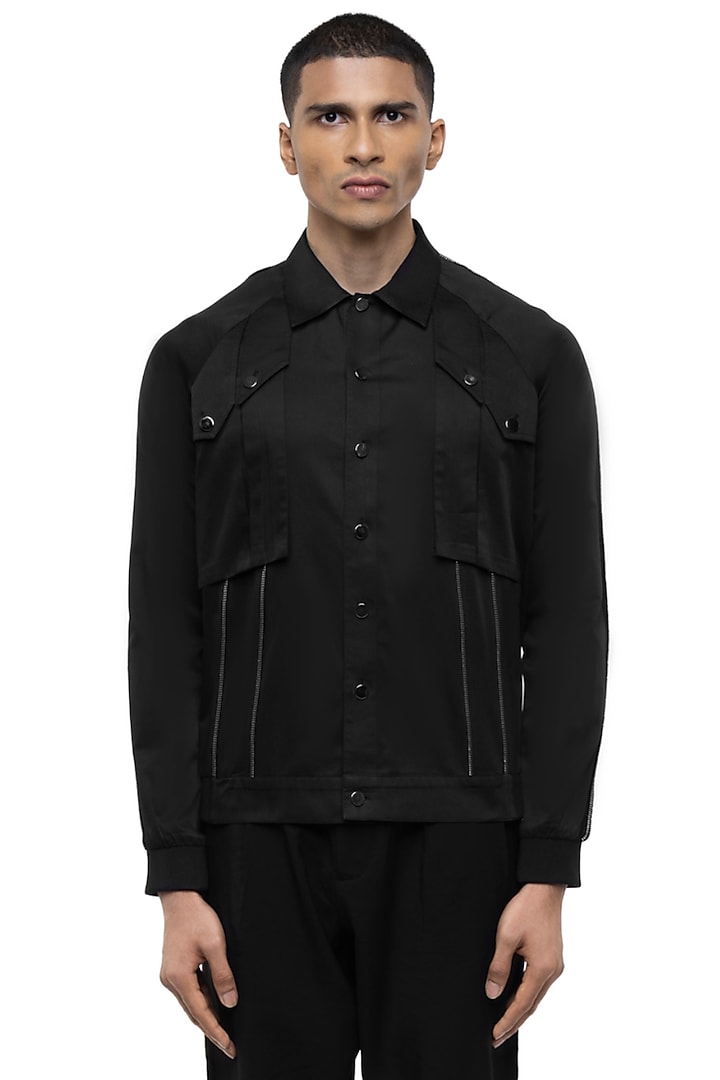 Black Giza Cotton Wedding Shirt by SDS by KUSHAL SHAH at Pernia's Pop Up Shop