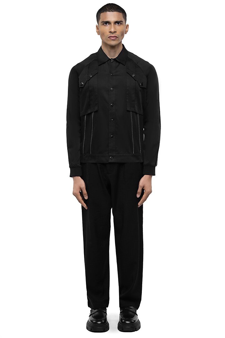 Black Giza Cotton Wedding Shirt by SDS by KUSHAL SHAH at Pernia's Pop Up Shop