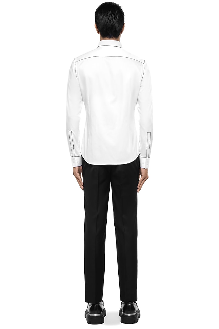 White Giza Cotton Party Wear Shirt by SDS by KUSHAL SHAH at Pernia's Pop Up Shop